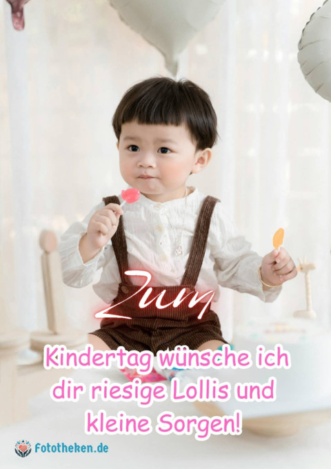 Zum Kindertag wünsche ich dir riesige Lollis und kleine Sorgen!