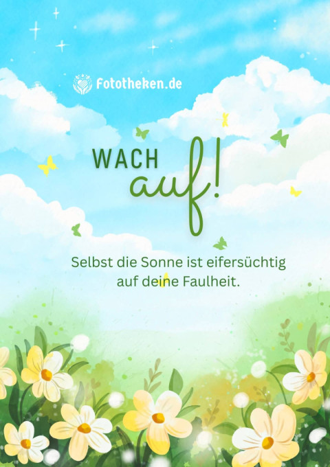 Wach auf! Selbst die Sonne ist eifersüchtig auf deine Faulheit