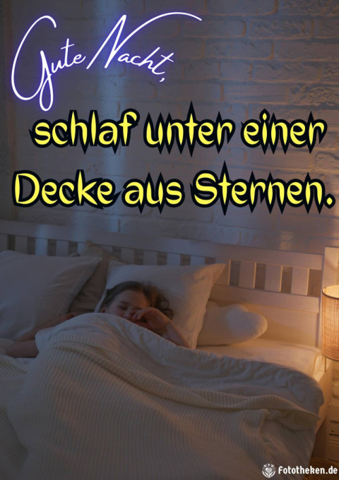 Gute Nacht, schlaf unter einer Decke aus Sternen