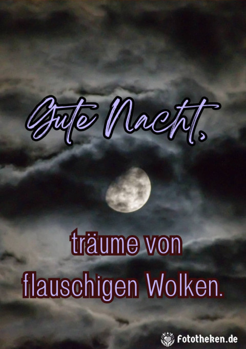 Gute Nacht, träume von flauschigen Wolken