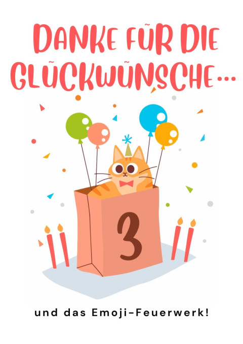 Danke für die Glückwünsche… und das Emoji Feuerwerk!