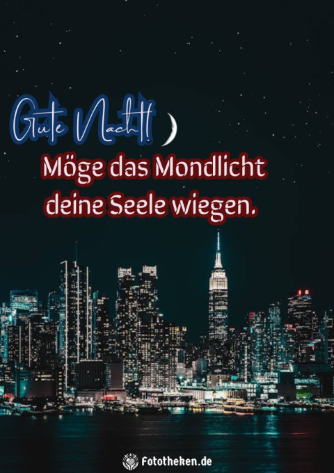 Gute Nacht! Möge das Mondlicht deine Seele wiegen