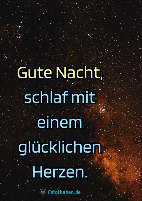 Gute Nacht, schlaf mit einem glücklichen Herzen