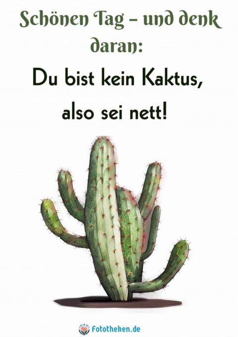 Schönen Tag – und denk daran Du bist kein Kaktus, also sei nett!
