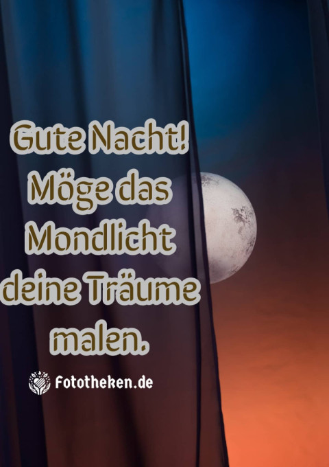 Gute Nacht! Möge das Mondlicht deine Träume malen