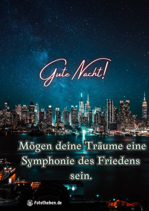 Gute Nacht! Mögen deine Träume eine Symphonie des Friedens sein
