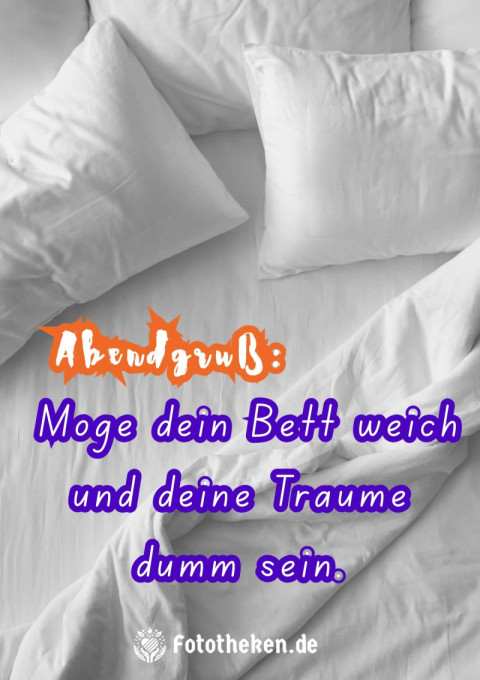 Abendgruß Möge dein Bett weich und deine Träume dumm sein