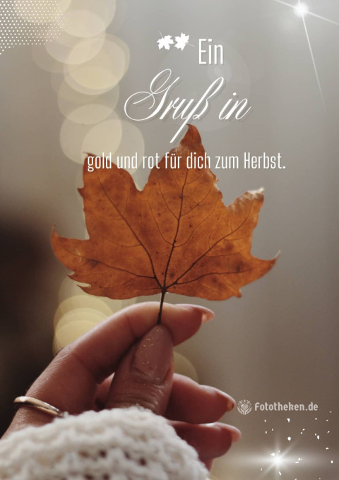 Ein Gruß in gold und rot für dich zum Herbst
